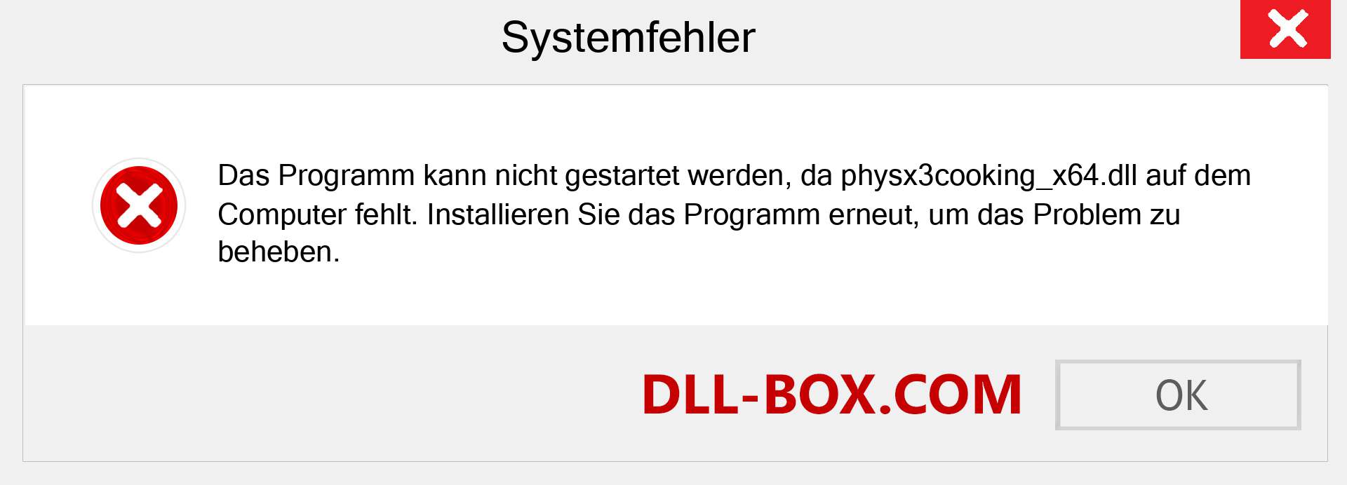 physx3cooking_x64.dll-Datei fehlt?. Download für Windows 7, 8, 10 - Fix physx3cooking_x64 dll Missing Error unter Windows, Fotos, Bildern